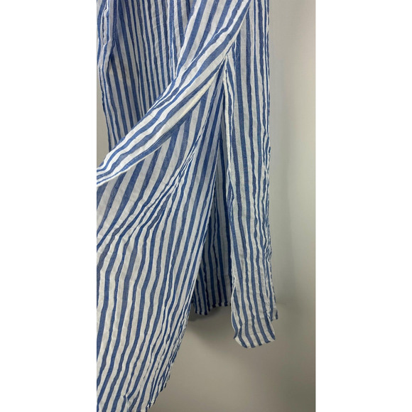 NWT Maeve Anthropologie Sleeveless Long Tunic Ruffle Button Striped Blue Small - Picture 7 of 16